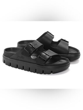 Birkenstock Arizona Papillio Black Chunky Platform Slide Sandals